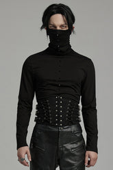 Black Multi-buckles Studded Lace-Up Men's Punk Girdle